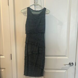 Anthropologie Black Textured Midi Dress